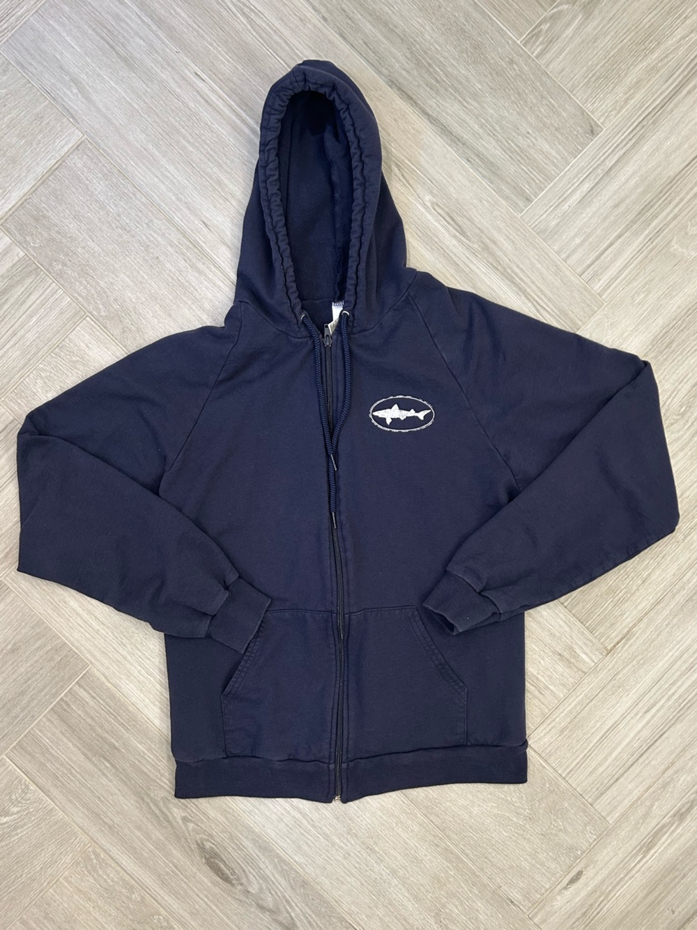 Navy Dogfish Head Brewery Delaware Zip-Up Hoodie with Logo Medium